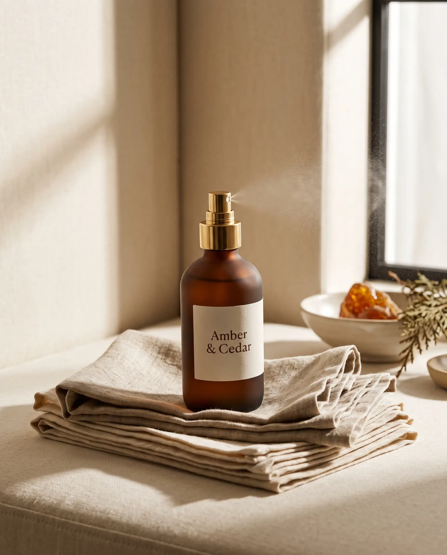 Home spray SHINE sobre tecidos de linho